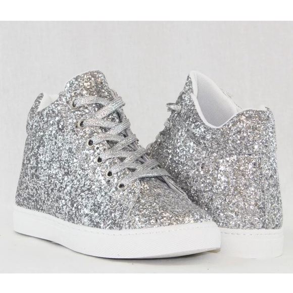 silver glitter sneakers